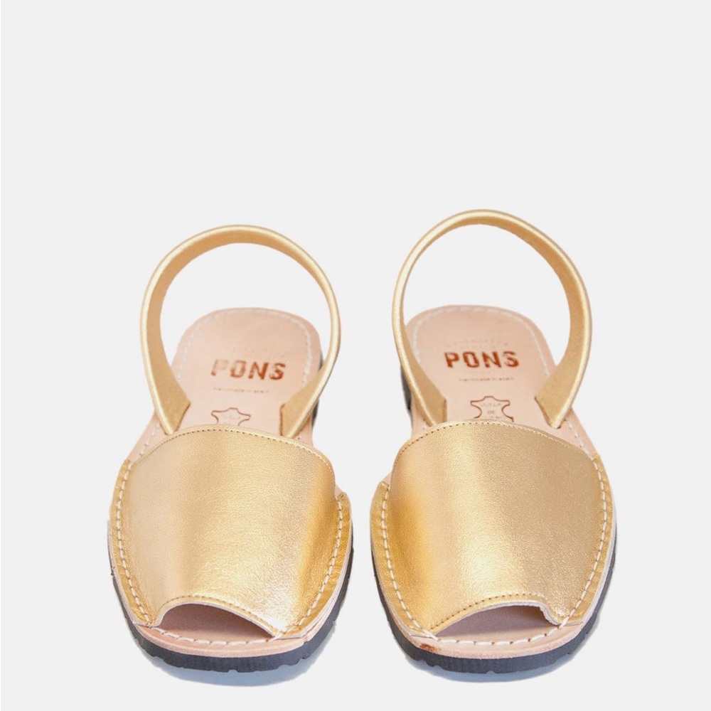 Metallic gold pons avarcas sling back sandals slides Spanish peep toe size 8
